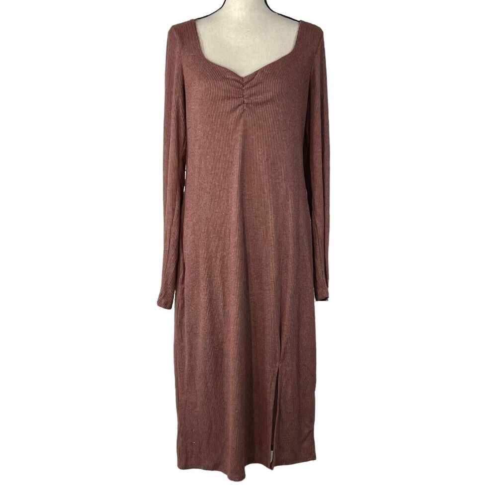 INC International Concept Large Midi Sweater Dress Long Sleeve Sweetheart Neck